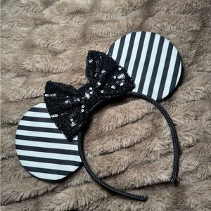 Striped Disney Ears Headband with Sequin Bow